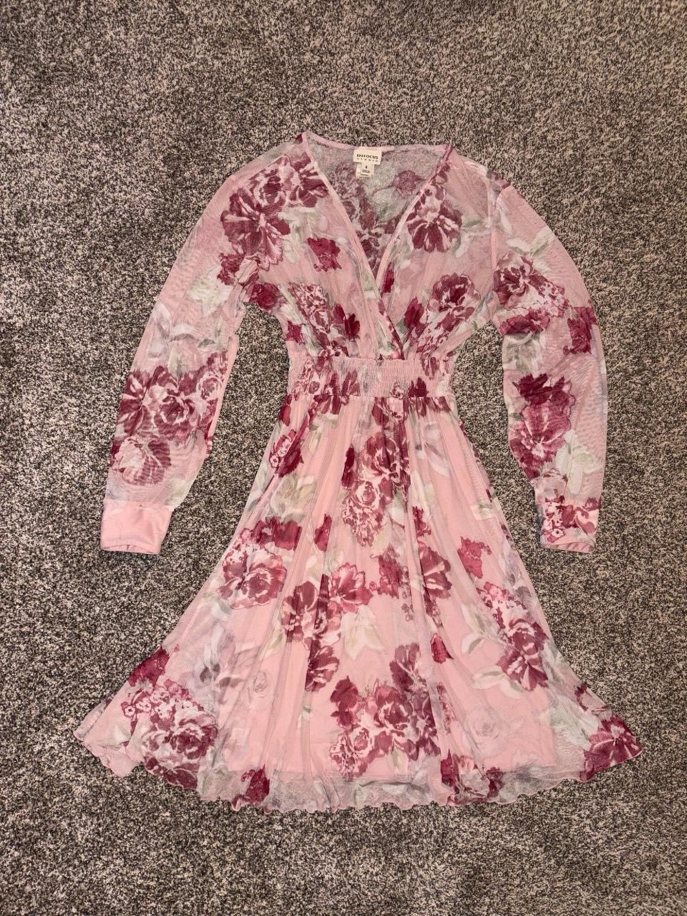 Y2K floral mesh midi dress with roses and a whimsy goth vibe